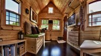 The interior of the Chris and Malissa's 140 sq. ft. Tiny Tack House