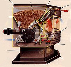 Interior diagram of a pellet stove
