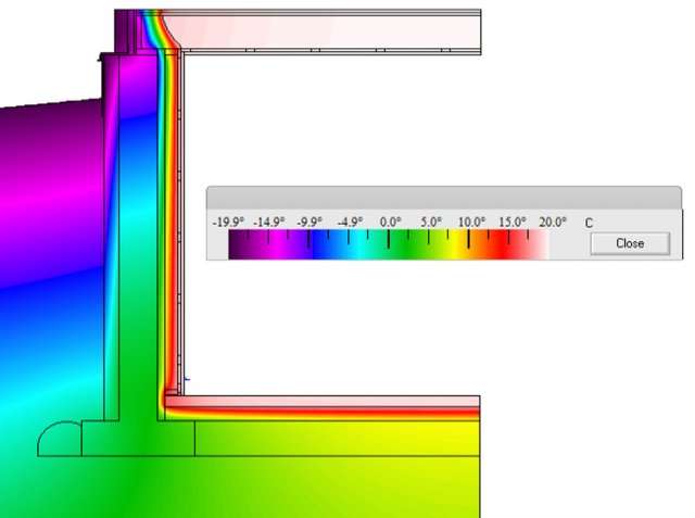 Thermal image of basement insulation and heat loss