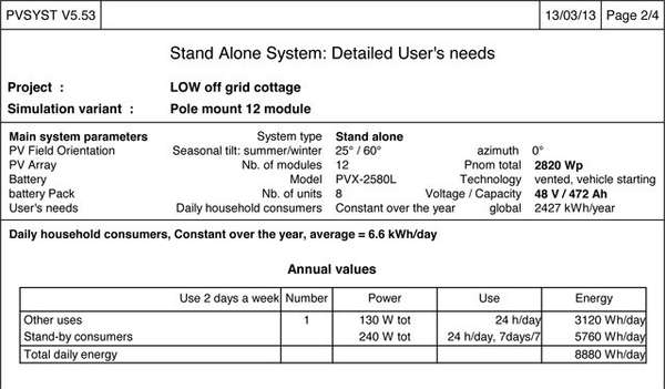 Off Grid Solar Panel Array calcs 2