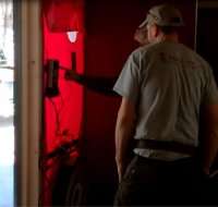 Blower door tests to measure air leakage