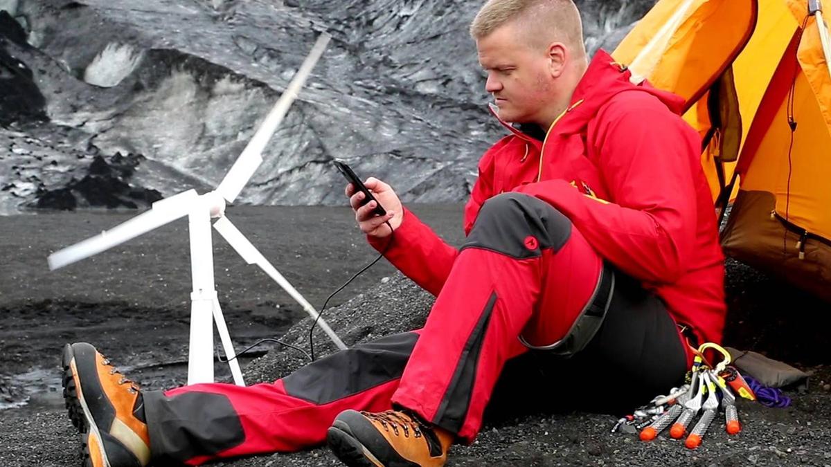 Trinity portable wind turbine for charging devices