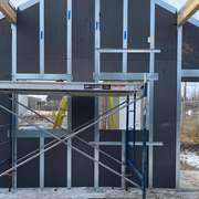 Black Graphite EPS foam Panels as Part of a Prefab Wall. Image © Feris Buid Tech