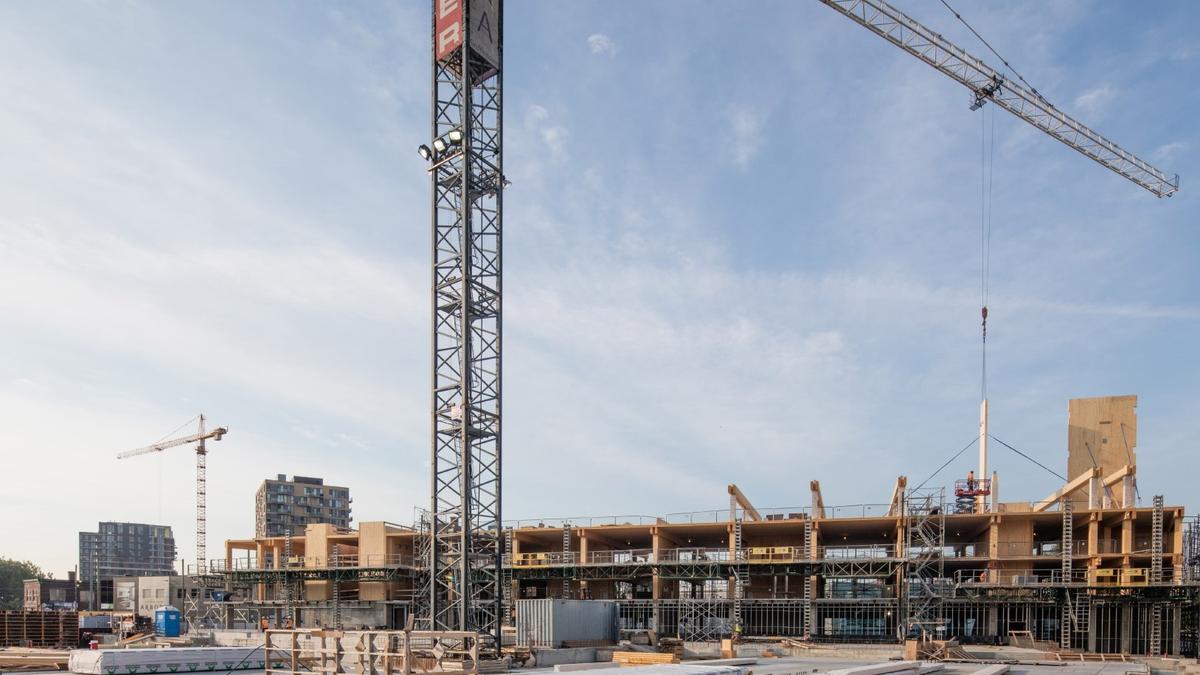 Wooden mid rise construction time lapse video