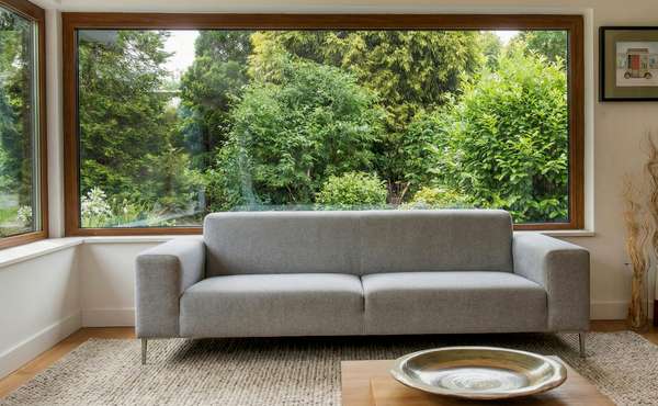 Living Room with Argon Gas Filled Triple Pane Large Picture Windows