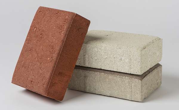 Reduced carbon concrete patio blocks and CMU