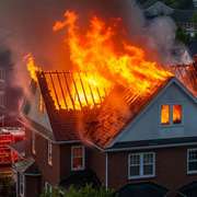 Firefighters extinguishing a home fire