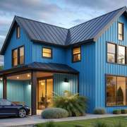Home with metal siding and a metal roof