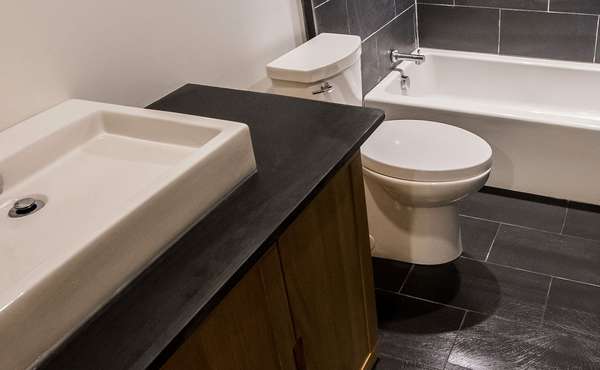 Slate tile installation in bathrooom