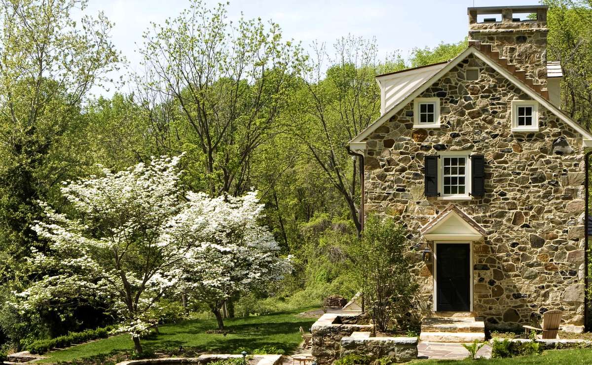 Restored stone farm house with efficient heating