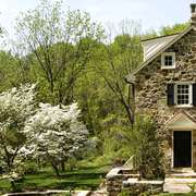 Restored stone farm house with efficient heating