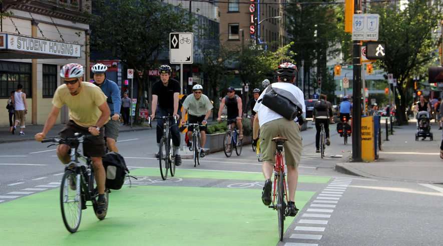 Bike lanes in Downtown Vancouver