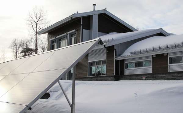Solar panels power the Kenogami House in Saguenay, Quebec