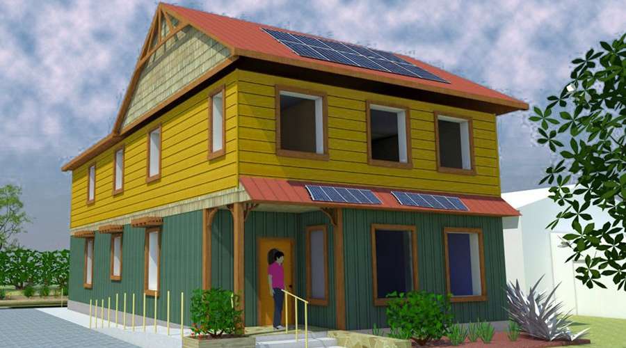 Artistic rendition of the 2000 square foot sustainable home being buil