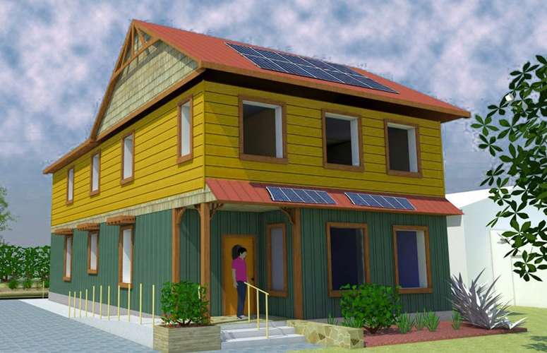 Artistic rendition of the 2000 square foot sustainable home being buil