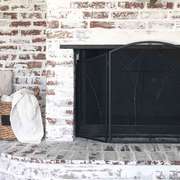 Fireplace mantle with painted bricks