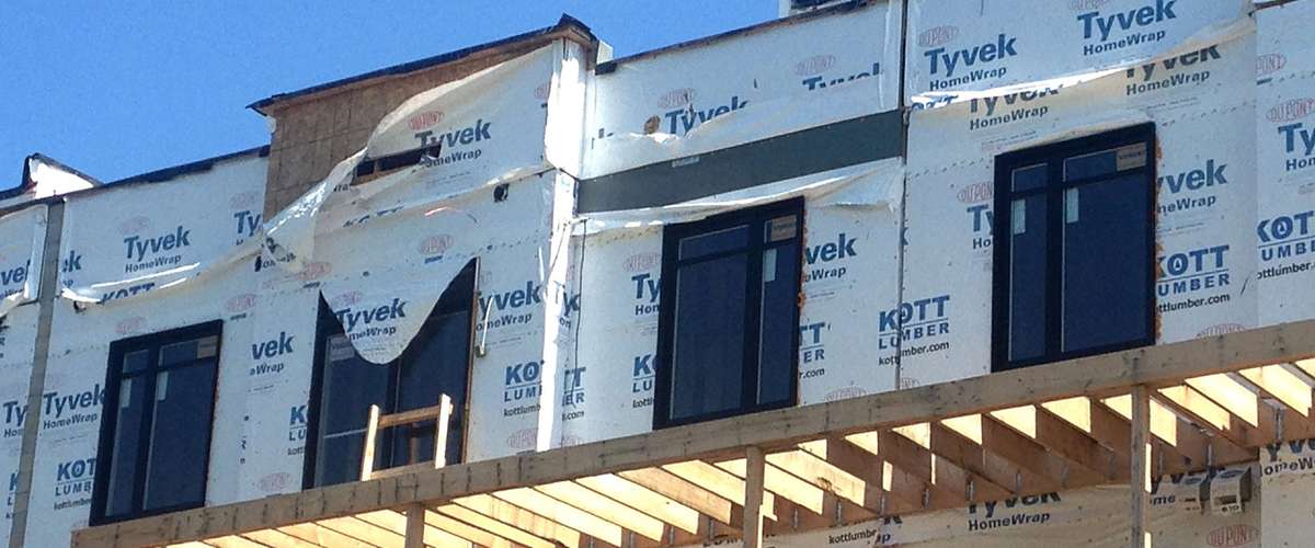 Tyvek home wrap left exposed to wind and UV rays