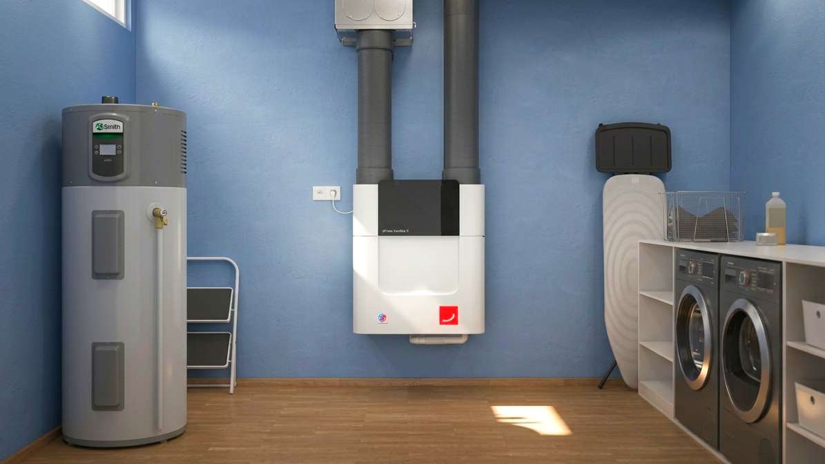 Zehnder ERV installed in a laundry room