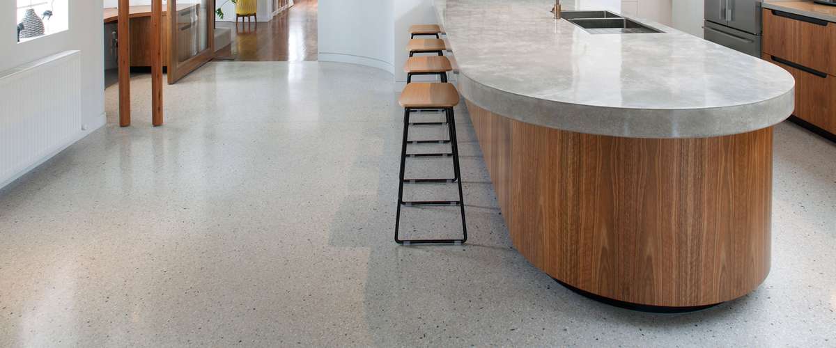 Polished concrete floors and counters
