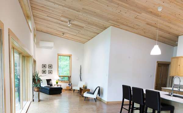 wood ceiling in Reclaimed sunken lumber