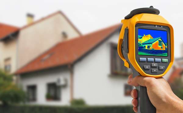 Thermal image showing where home heat loss is occurring.