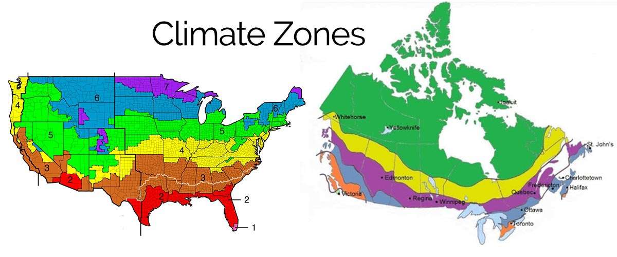 Building Climate Zones USA & Canada Maps Help with Specification of Homes