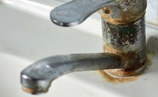 Hard Water Stains Around Sink Faucet