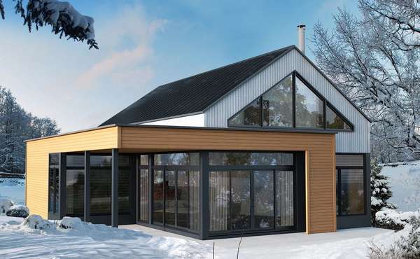 A unvented roof design allows for large open spaces and natural light