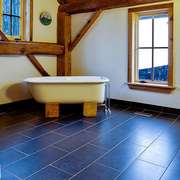 Radiant floor heat in a bathroom
