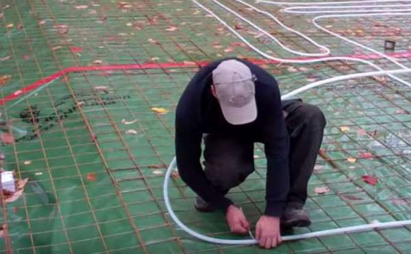 Radiant floor tube installation
