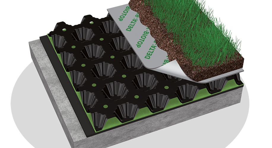 Water Storage & Drainage Sheet for Green Roofs Delta Floraxx Ecohome