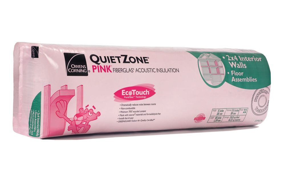 QuietZone PINK FIBERGLAS Acoustic Batt Insulation soundproofing by Owens Corning Canada Ecohome