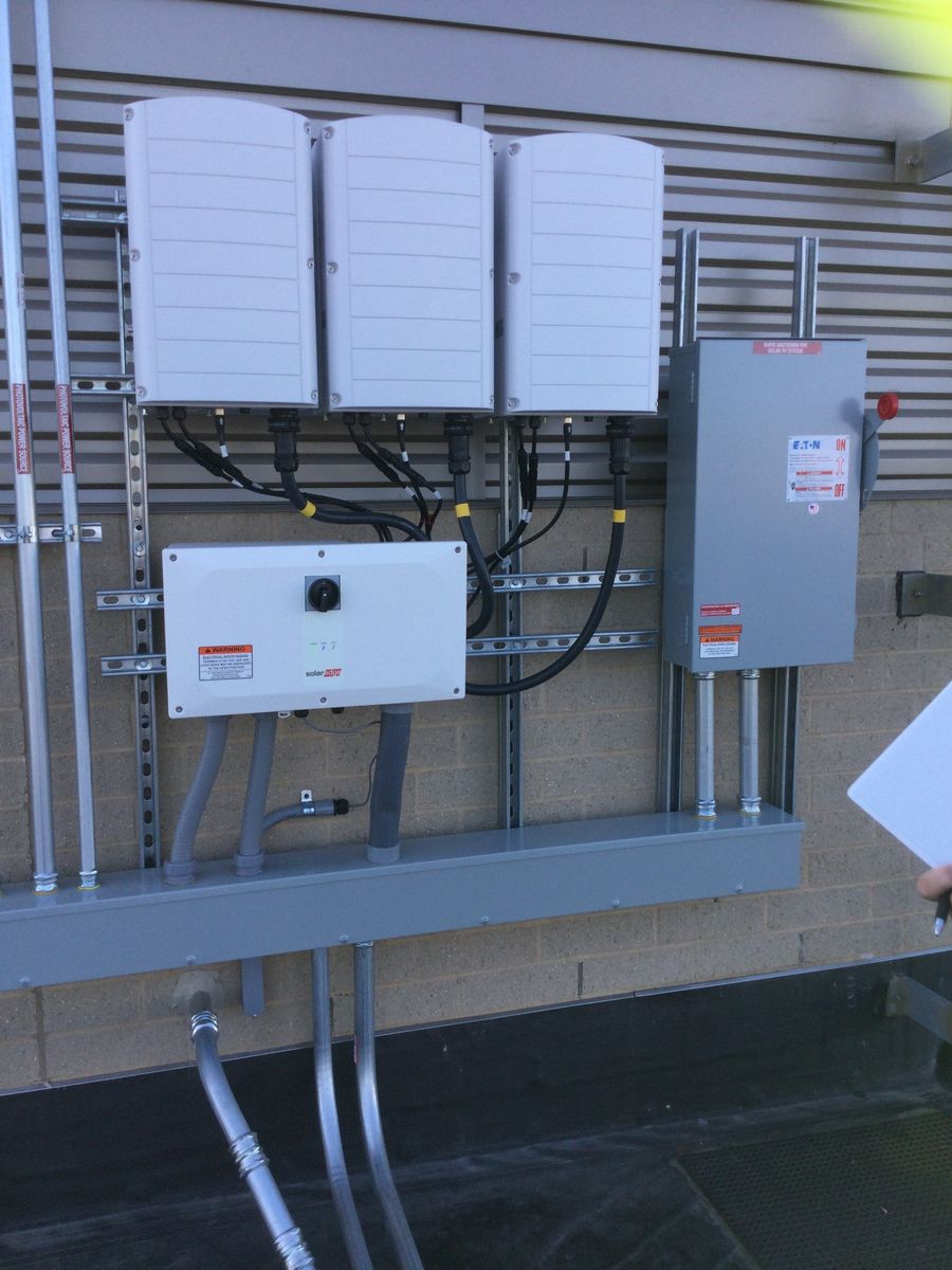 Building mechanicals from a Photovoltaic Solar Panels project near La Crosse by Solar Connection Inc