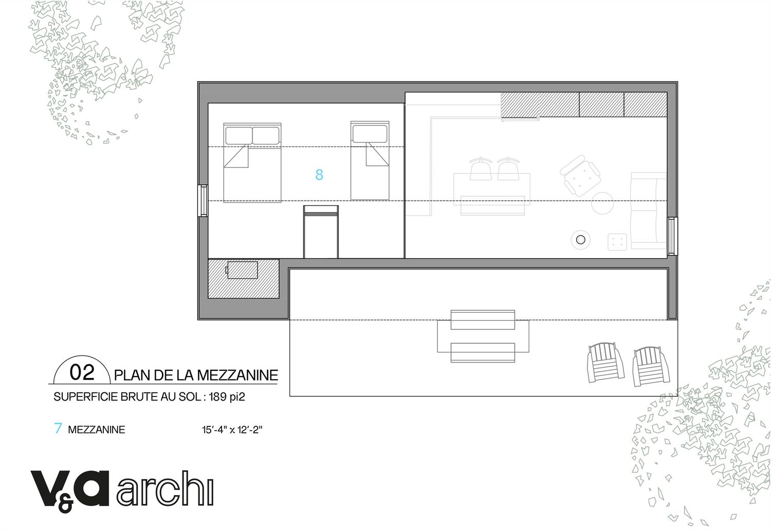 Plano de Planta de un proyecto de tipo Mini casas cerca de Montreal (Gran Montreal) por VA architectures & design