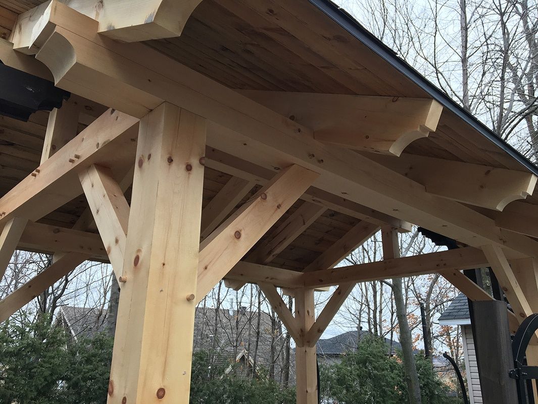 Patio & Pergola from a Solid wood frames project near Sherbrooke (Estrie) by Noble Élément Structure