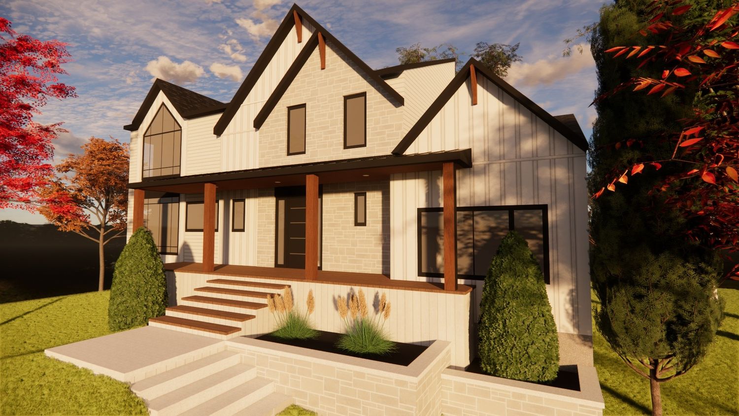 Rendu 3D d'un projet de Maisons unifamiliales près de Saint-Jérôme/Blainville (Laurentides) de FD Architecture inc.