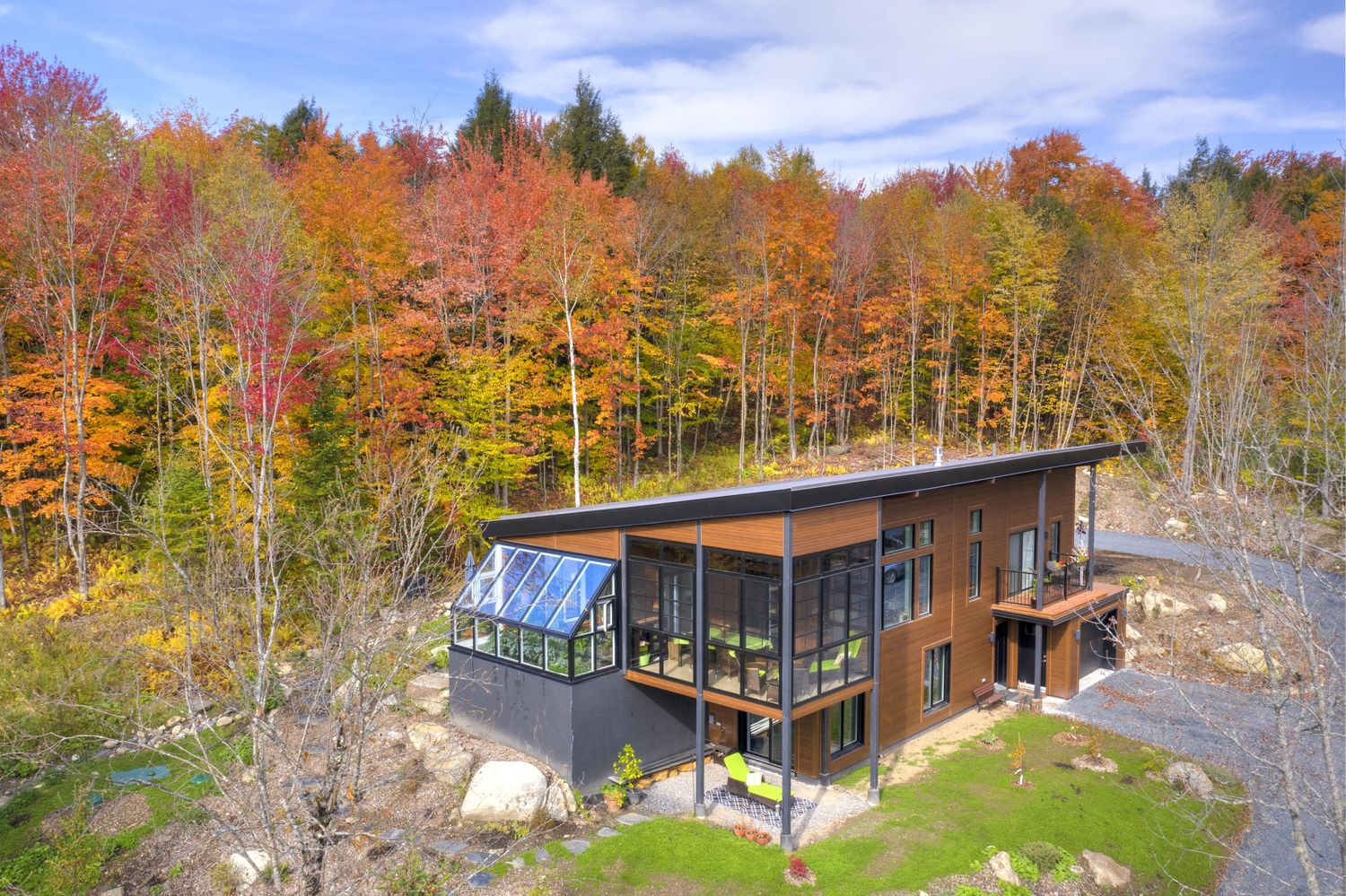 Aerial view from a Single family homes project near Sherbrooke (Estrie) by Belvedair