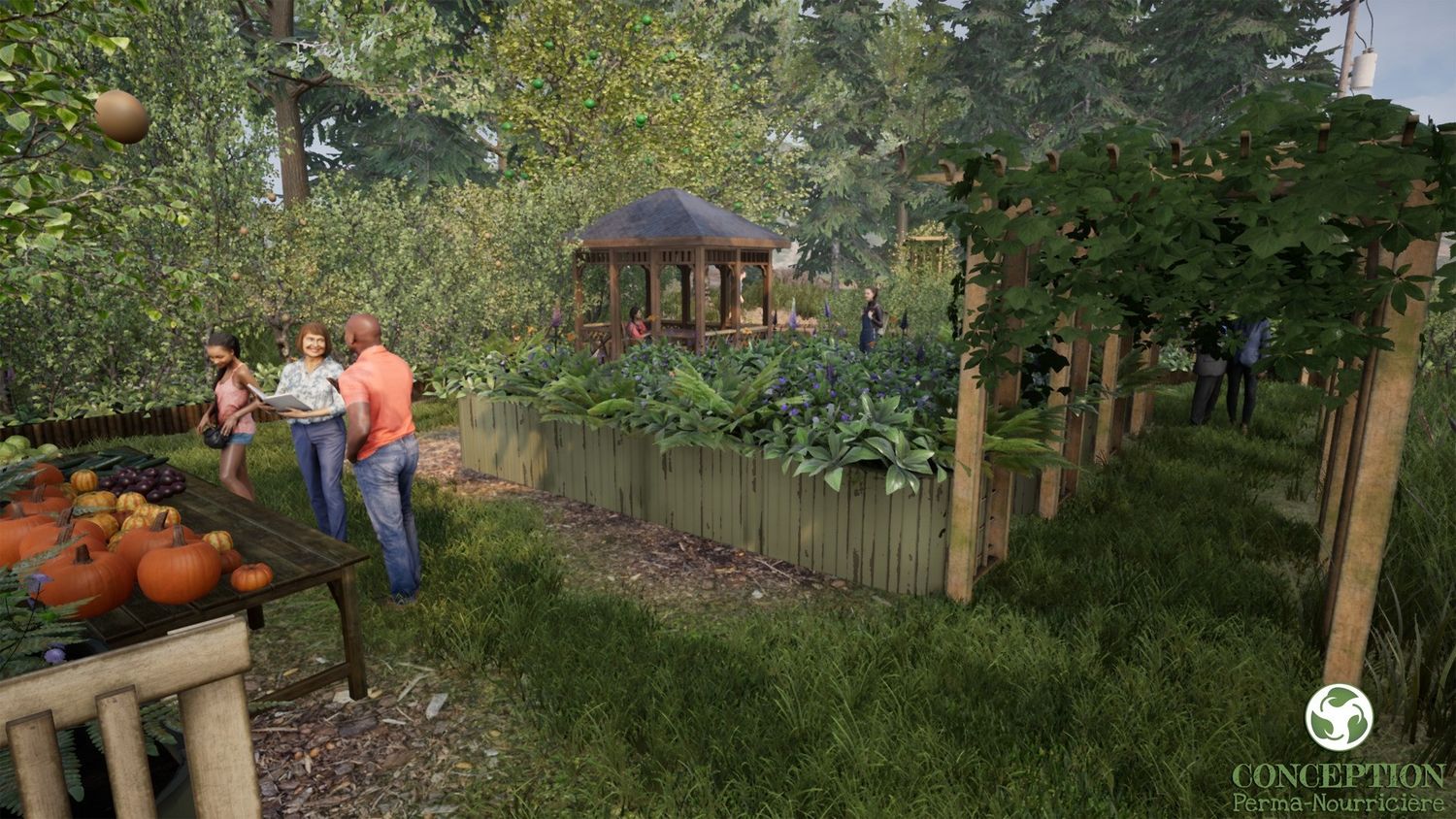 3D Rendering from a Regional & Rural Planning project near Quebec City - Levis by Conception Perma-Nourricière