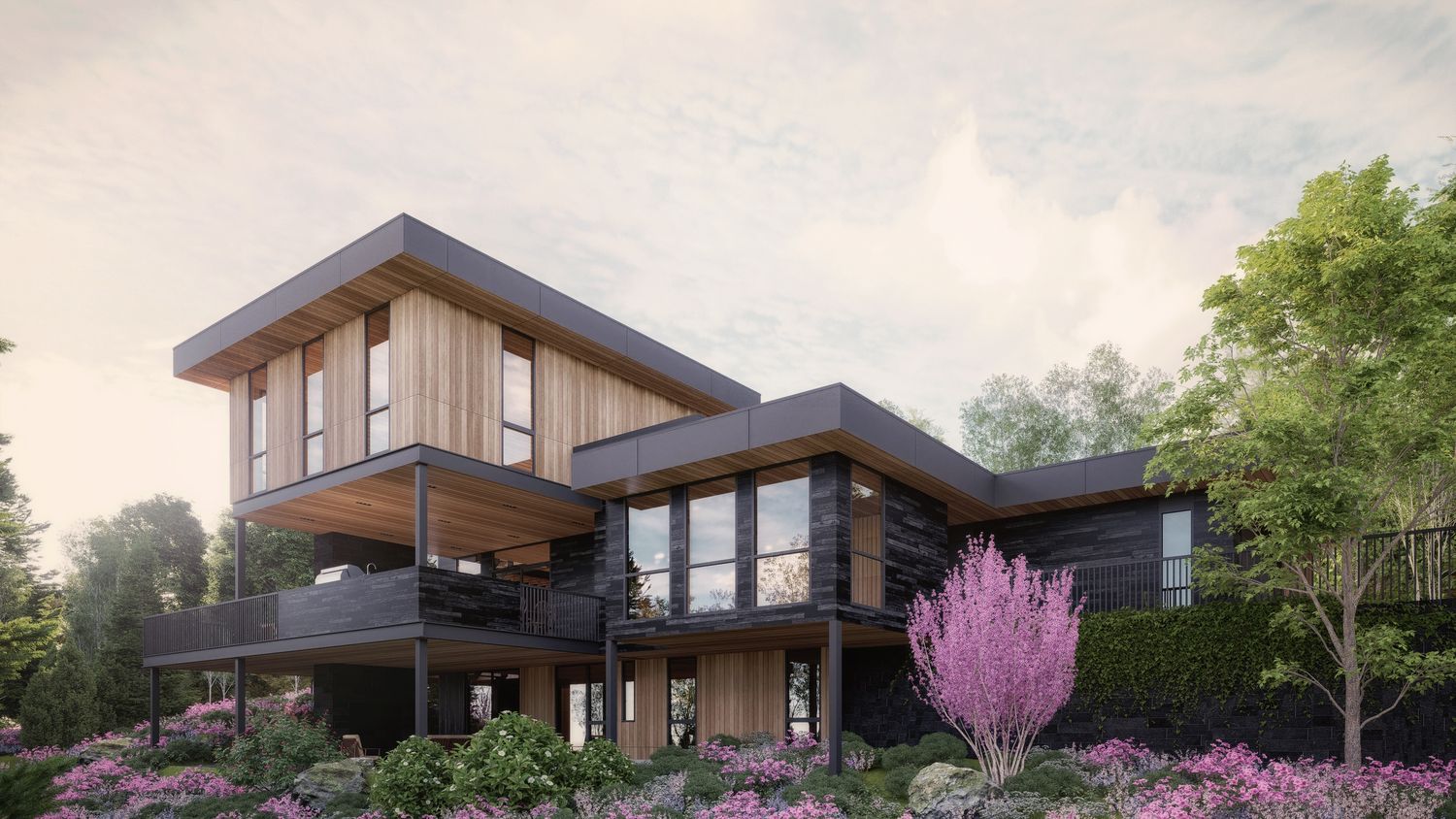 Rendu 3D d'un projet de Maisons unifamiliales près de Montréal/Laval/Longueuil (Grand Montréal) de Shannon Ross architecte