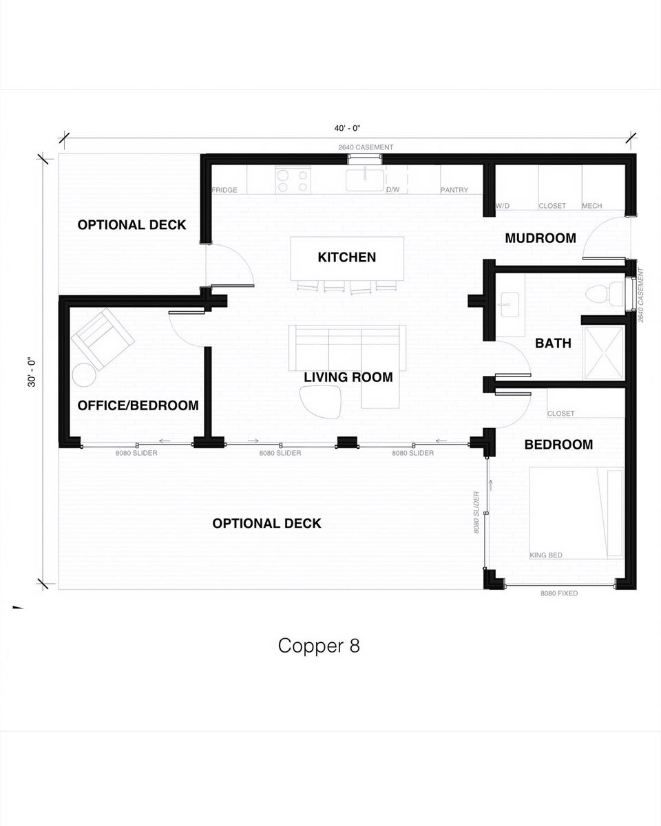 Plano de Planta de un proyecto de tipo Mini casas cerca de Vancouver (Gran Vancouver) por HEWING HAUS