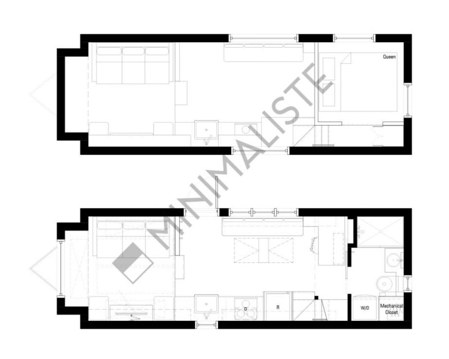 Plano de Planta de un proyecto de tipo Mini casas cerca de Los Ángeles - Long Beach - Anaheim por Minimaliste Inc.