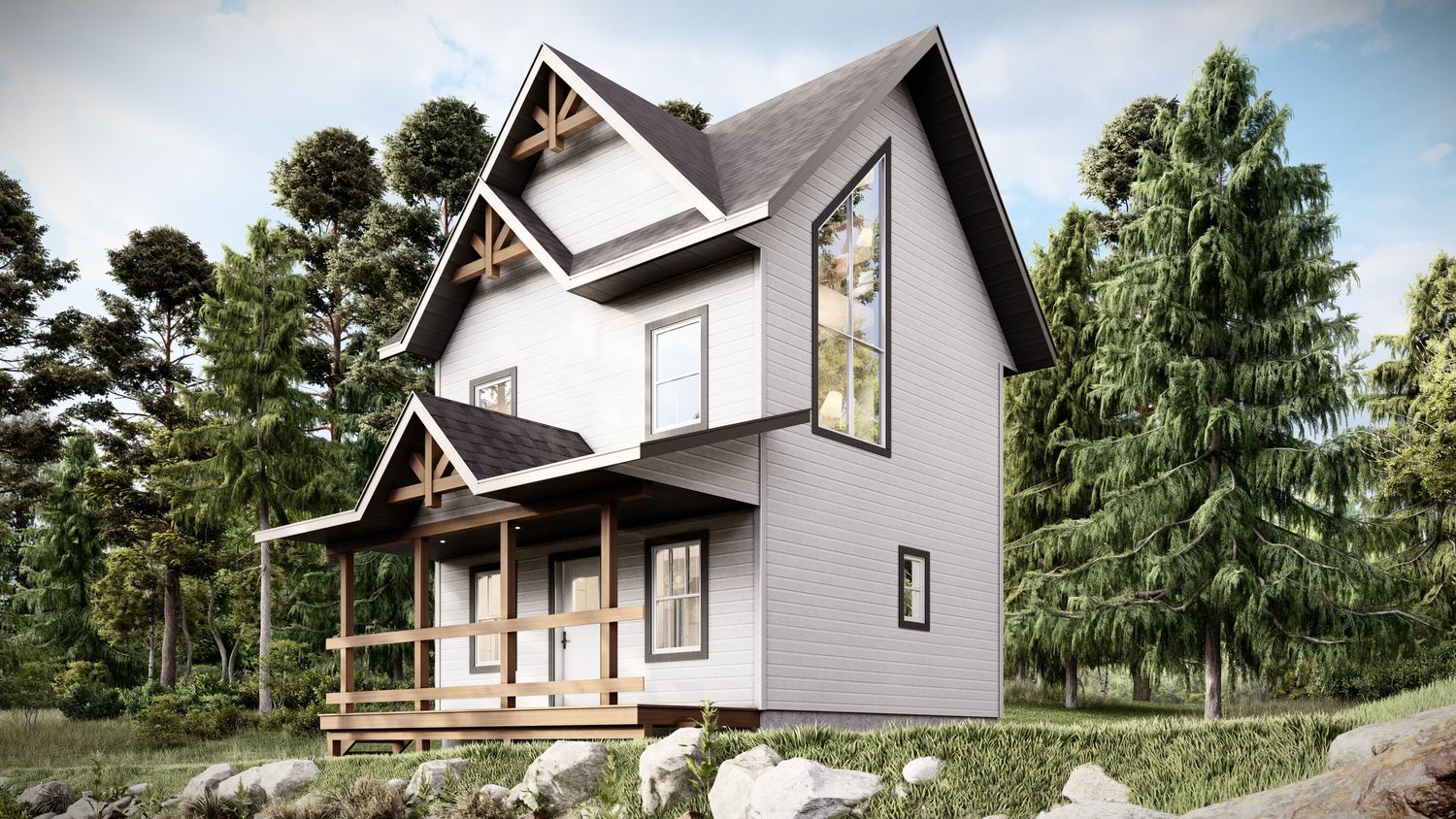 Renderizado en 3D de un proyecto de tipo Viviendas unifamiliares cerca de Saint-Jérôme (Laurentides) por Conception G.R