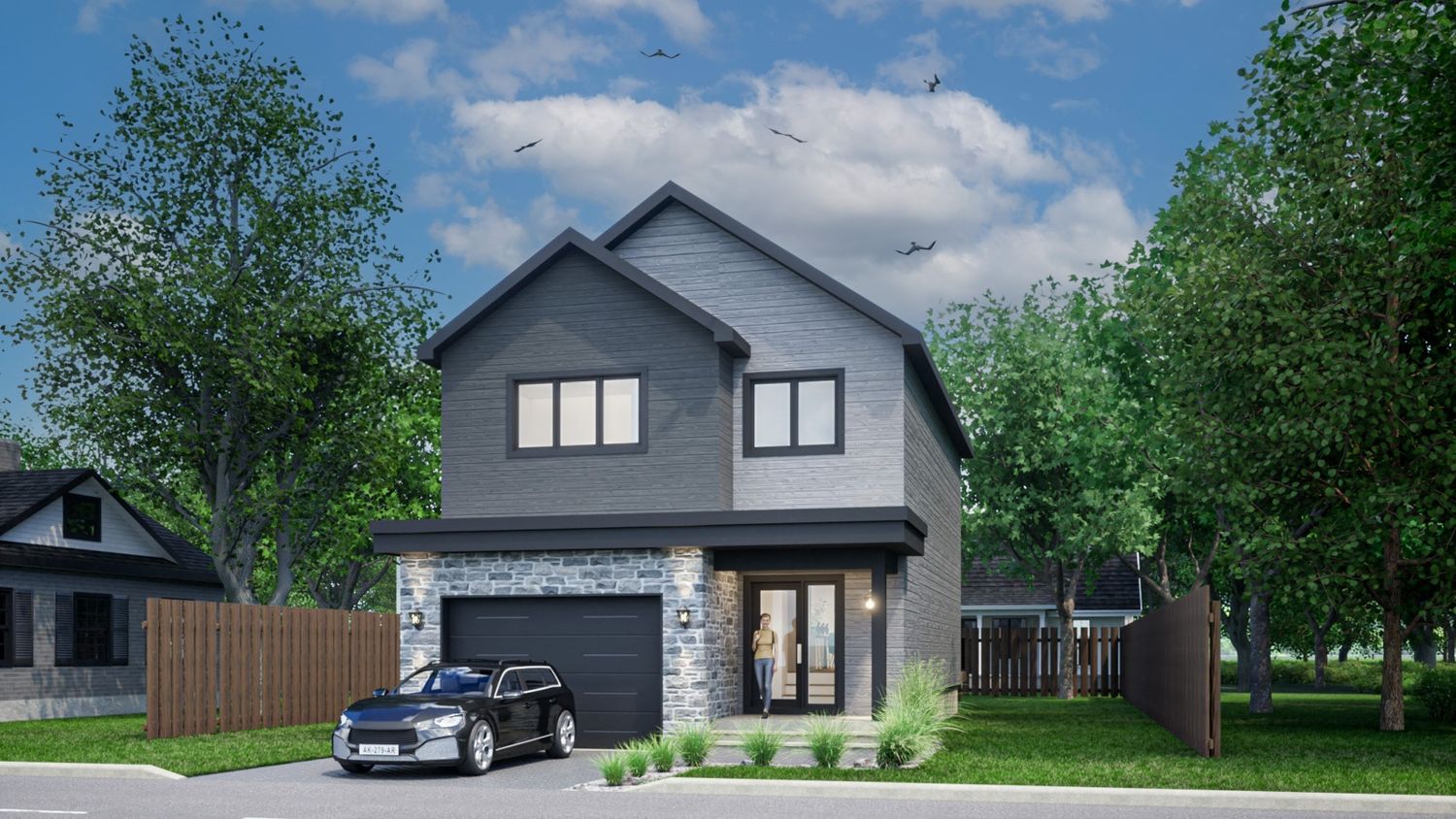 Renderizado en 3D de un proyecto de tipo Viviendas unifamiliares cerca de Joliette (Lanaudière) por vib architecture inc.