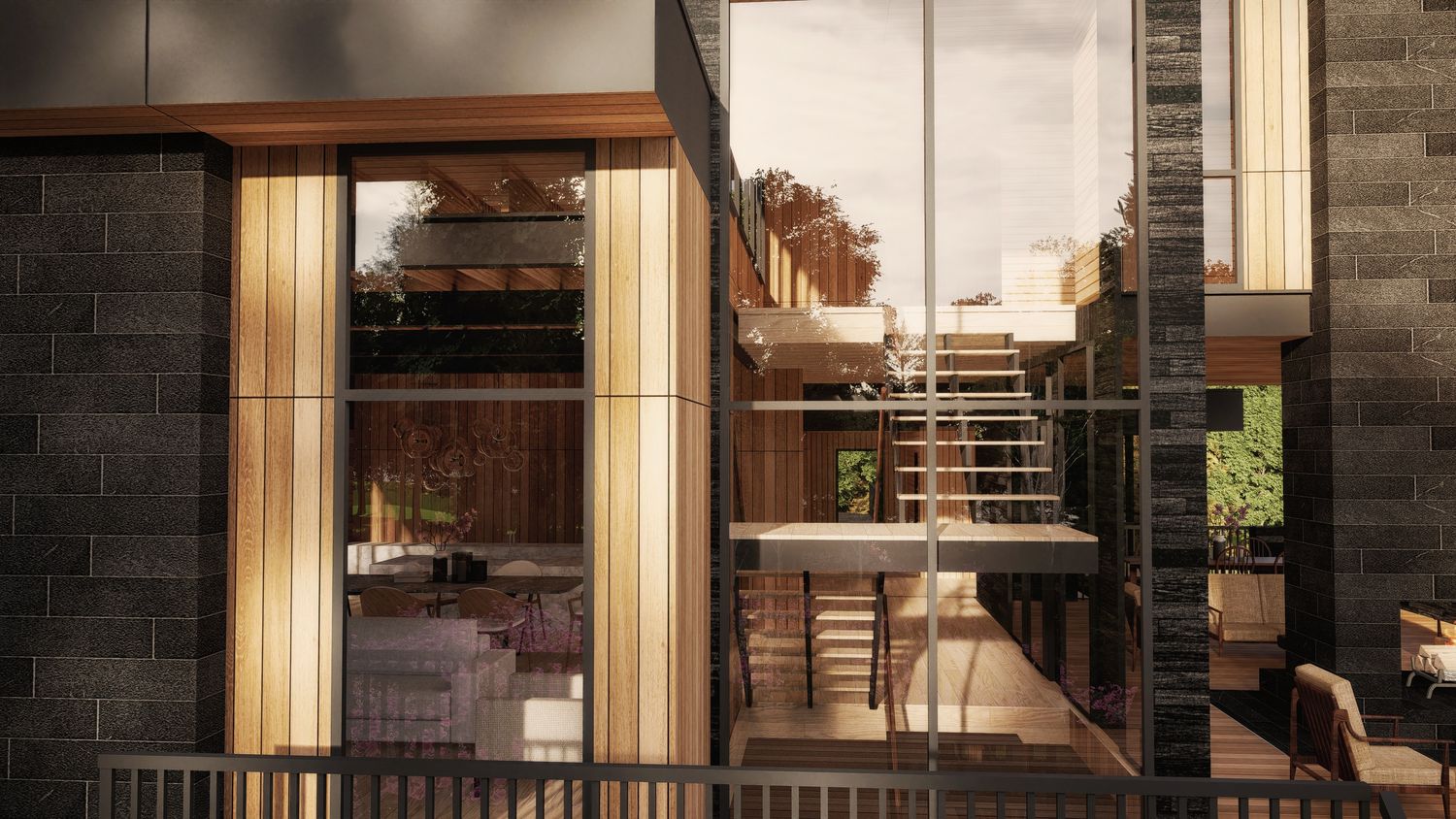 Rendu 3D d'un projet de Maisons unifamiliales près de Montréal/Laval/Longueuil (Grand Montréal) de Shannon Ross architecte
