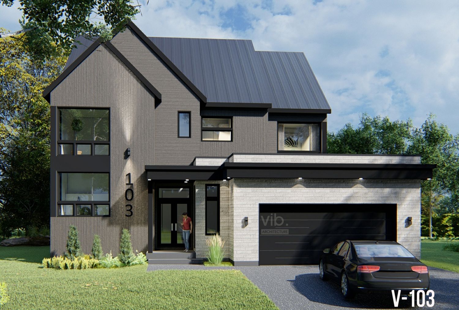 Rendu 3D d'un projet de Maisons unifamiliales près de Joliette (Lanaudière) de vib architecture inc.