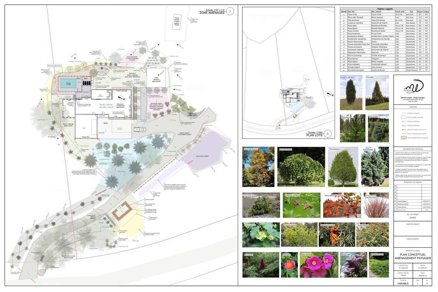 Plan d'aménagement paysager d'un projet de Aménagement paysager près de Granby/Bromont/Cowansville (Estrie) de Melissa Langlois - Design paysager