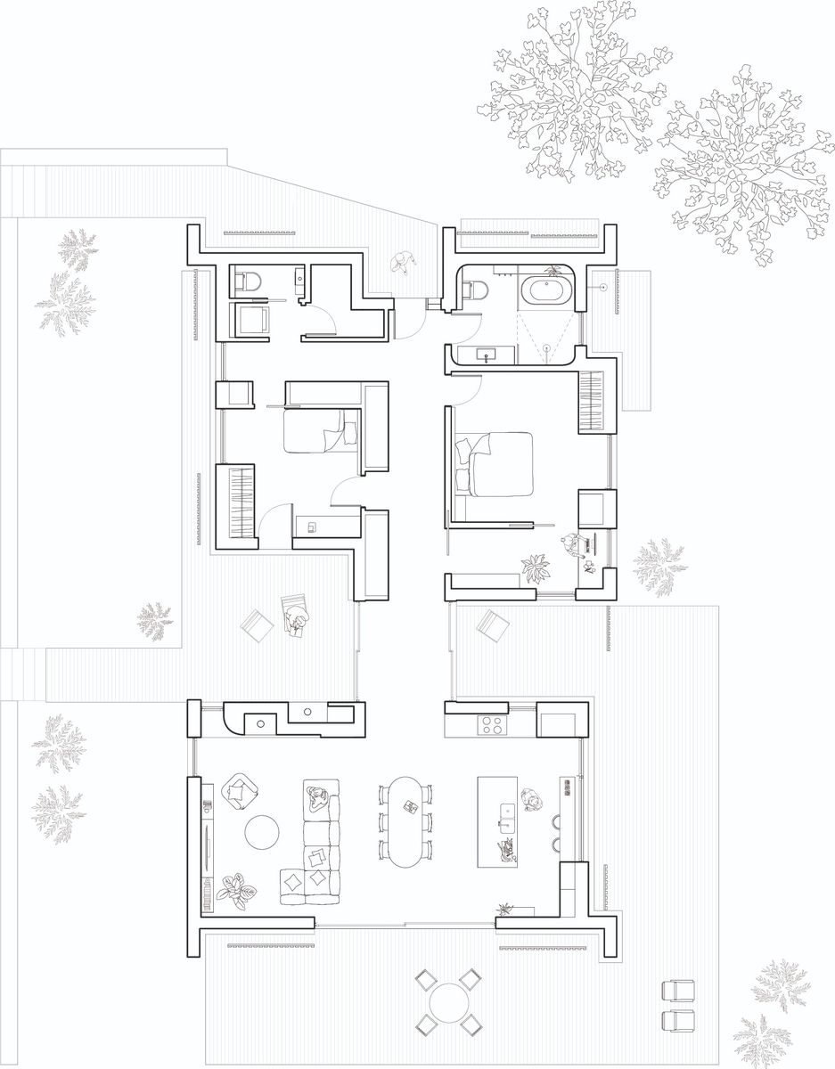 Floor Plan from a Single family homes project near Gaspésie - Îles-de-la-Madeleine by atelier vert forêt