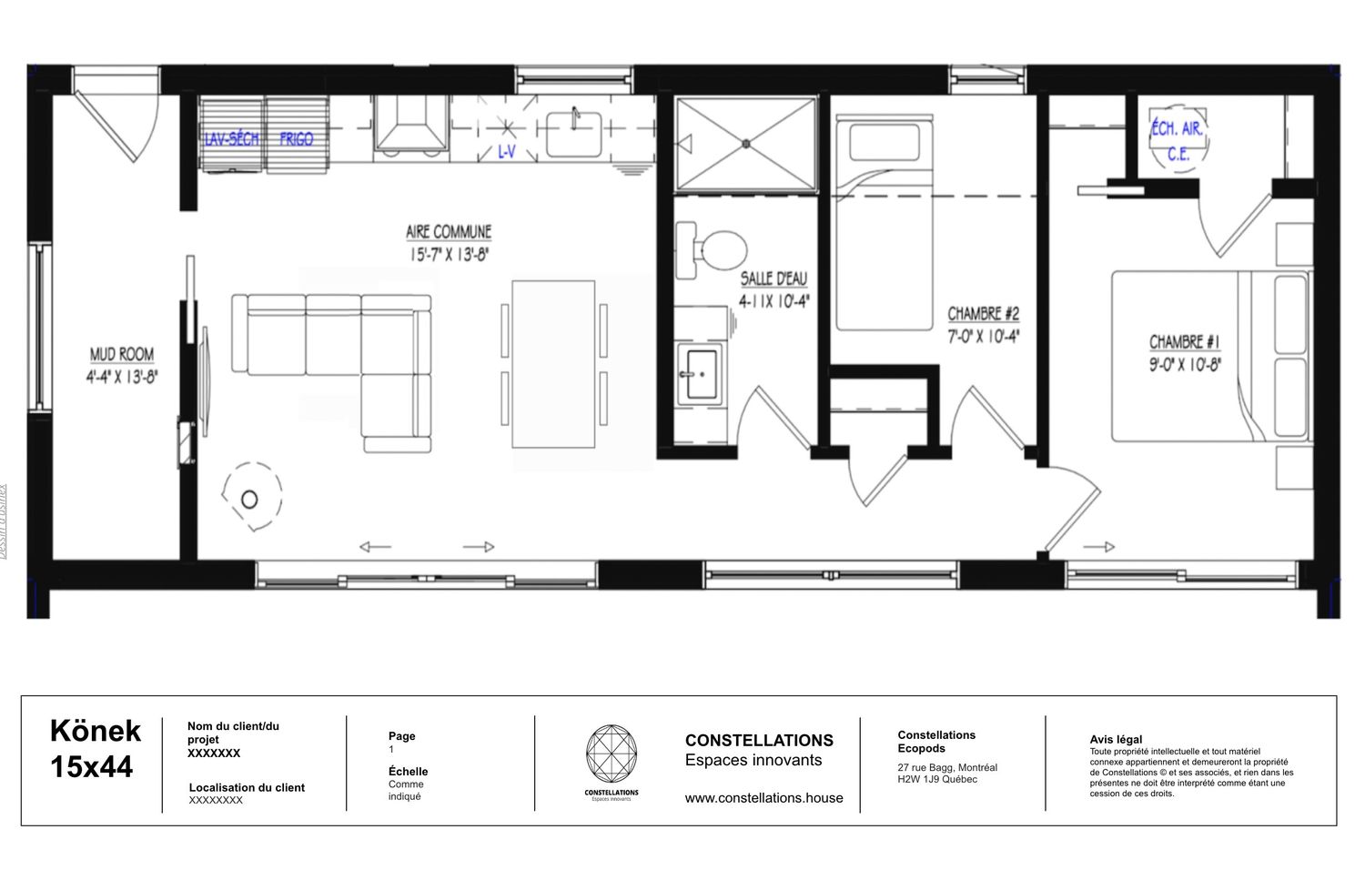 Plano de Planta de un proyecto de tipo Casas Prefabricadas y modulares cerca de Saint-Jérôme (Laurentides) por Constellations