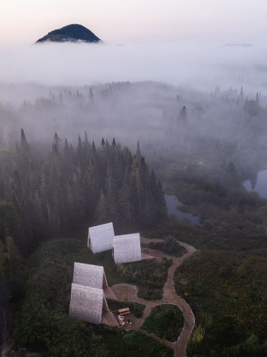 Aerial view from a Urban Agriculture project near Saint-Jerome (Laurentides) by Atelier L'Abri