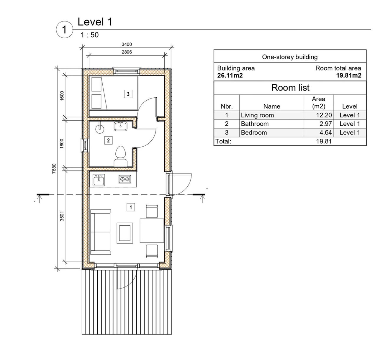 Floor Plan from a Accessory Dwelling Units (ADUs) project near Bakersfield by Eldorado Global Service
